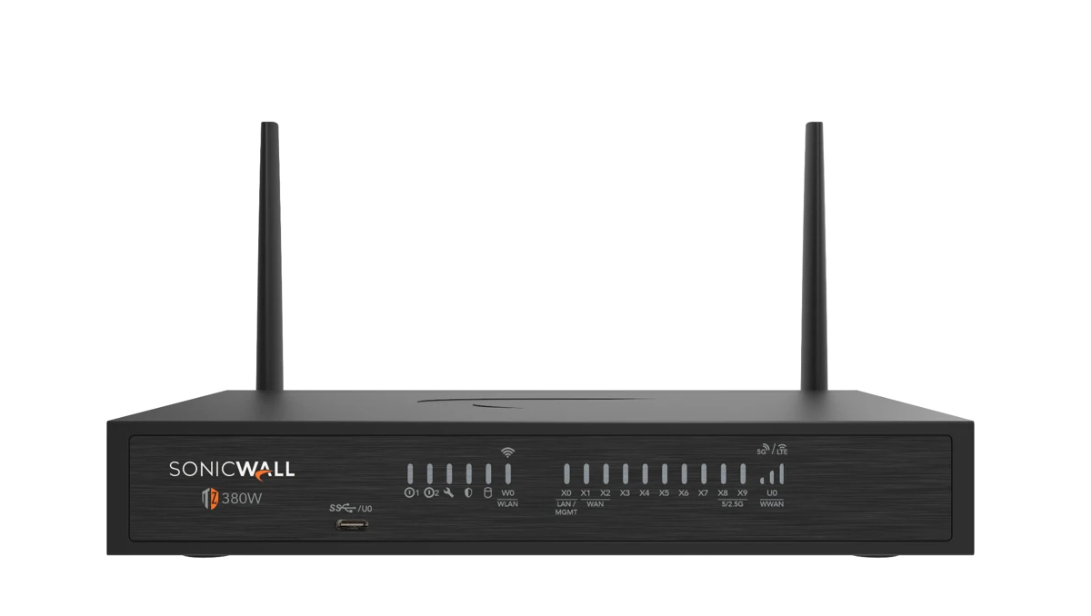 SonicWall TZ380 / TZ380W Firewall — manufacturer product photo